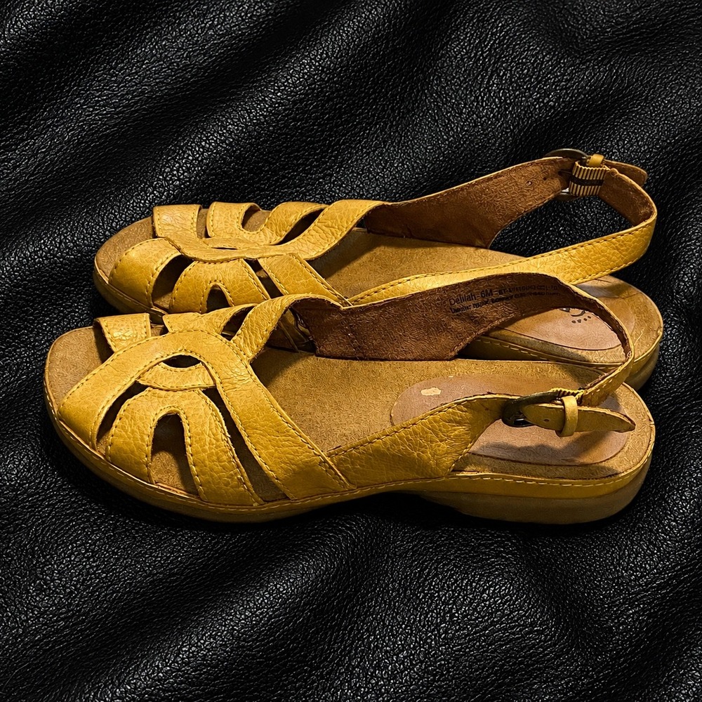 BareTraps Delilah Womens 6M Yellow Leather Slingback Comfort Sandals BT-S1110263 - Picture 3 of 6